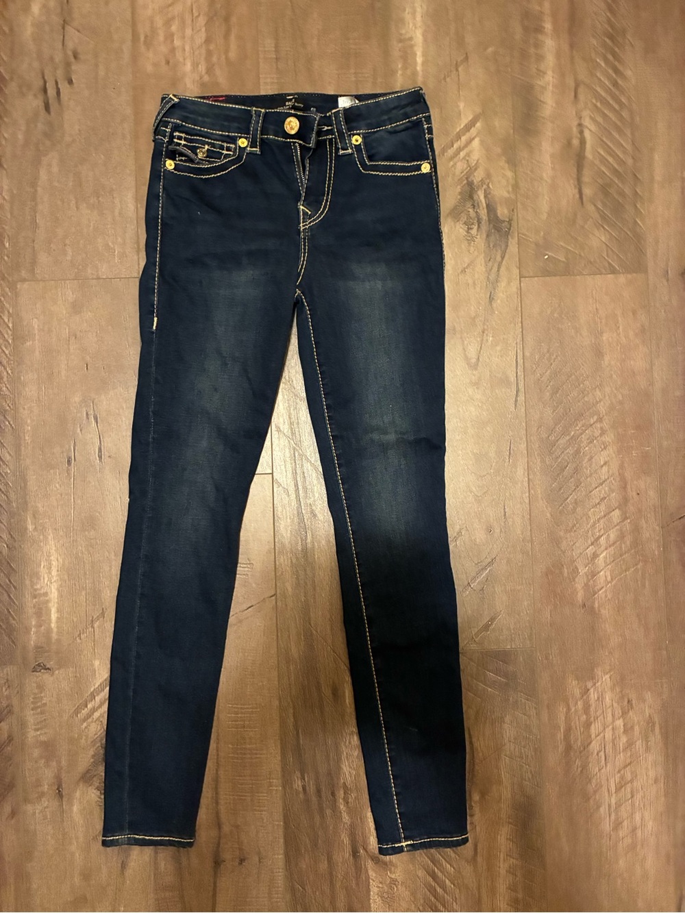 True Religion Halle high rise Women’s Super Skinny Jeans in Dark Indigo.